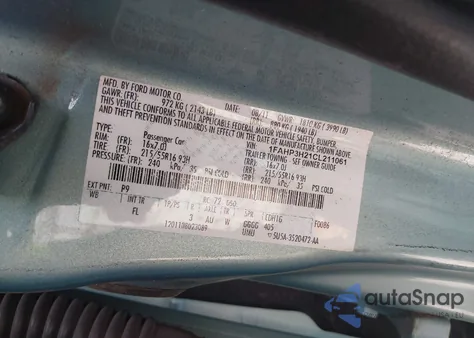 2012 Ford Focus Sel z USA, uszkodzony, nr VIN 1FAHP3H21CL211061